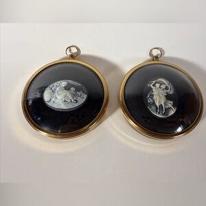 Vintage nymphs and mother and child in Cameo Wall Plaques 3” Bates Miniatures